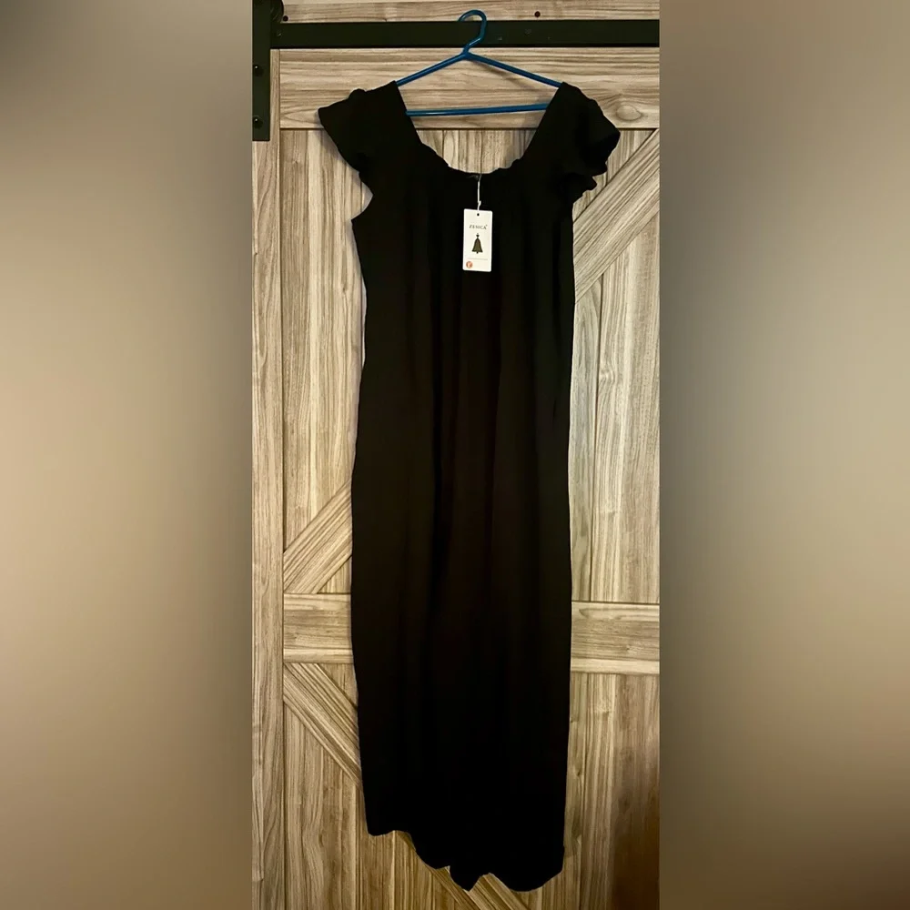 Black Ruffle Sleeve Jumpsuit - Picture 1 of 6